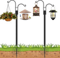 Ottsuls Bird Feeder Pole, 2 Pack 92 INCH Double Shepherds Hooks for Outdoor, Garden Pole with 5 Base Prongs Heavy Duty Planter Hooks for Hanging Plant Baskets, Lantern, Hummingbird Feeder