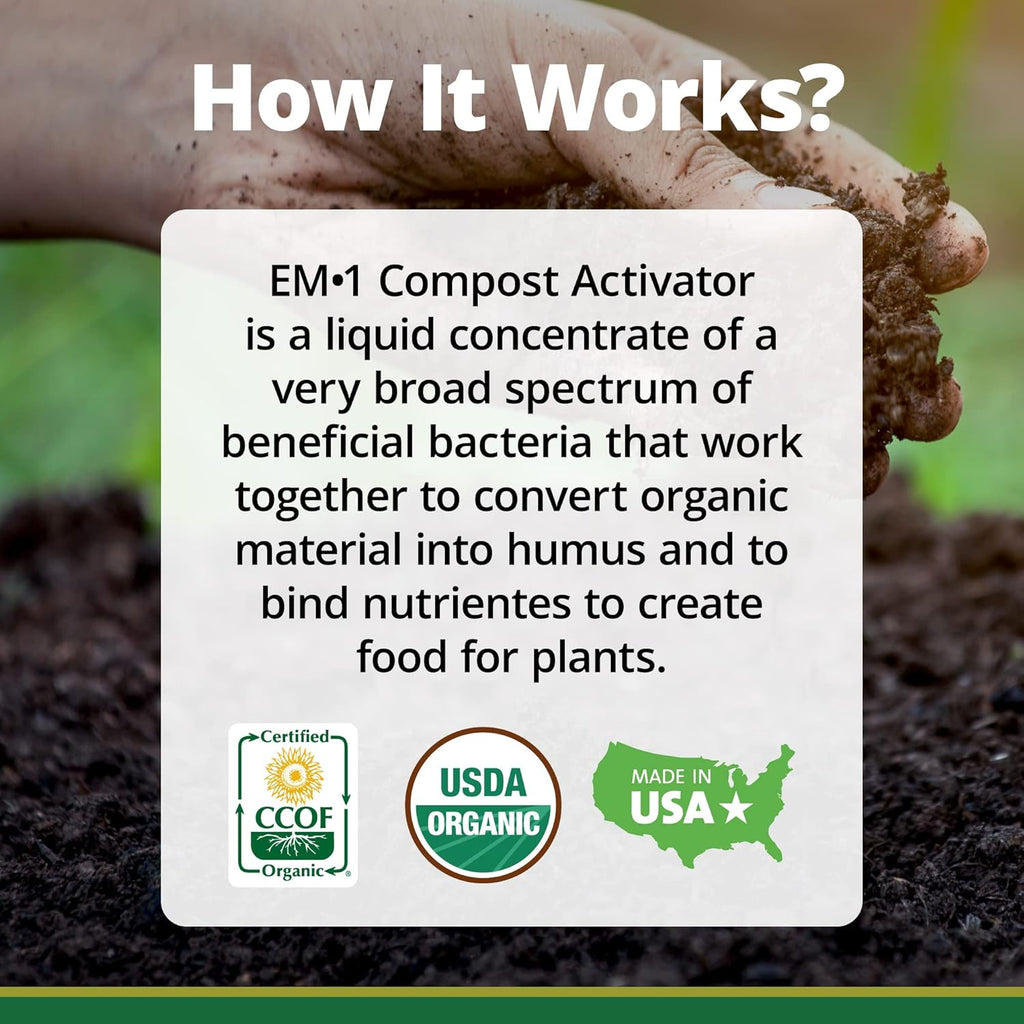 TeraGanix Compost Accelerator (1 Bottle = 22 Gallons), Reduce Odors, Liquid Compost Starter Concentrate, Reduce Composting Time, USDA Organic, 1 Quart (32 fl oz)