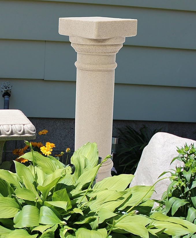 EMSCO Group 2300-1AZ Greek Column Statue – Natural Sandstone Appearance – Made of Resin – Lightweight – 32” Height