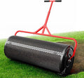 Compost Peat Moss Spreader for Lawn, 36 Inch Compost Roller Spreader with Adjustable T-Shaped Handle, Upgraded Side Clasps, Durable Lightweight Metal Roller, Lawn Garden Yard Care