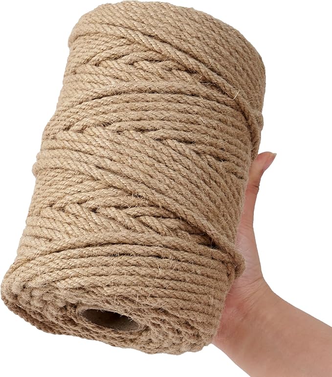 Natural Jute Twine,328 Feet 1/4 inch Hemp Twine Rope for Gift Wrapping Craft Plant Garden Christmas Handmade Arts Decoration Packing String Home Decor