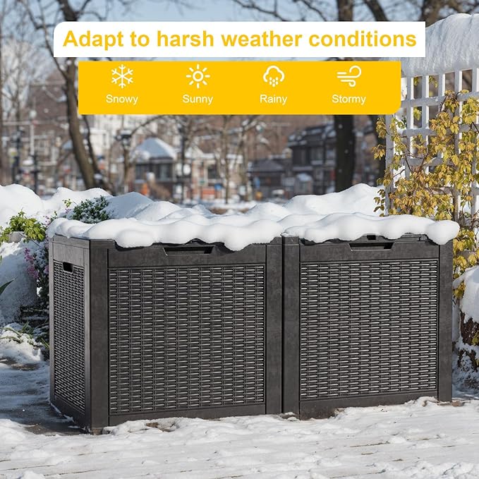 31 Gallon Waterproof Outdoor Storage Box,Resin Deck Box,Lockable Outside Storage Box Container for Patio Furniure,Garden,Pool Tools (Black)