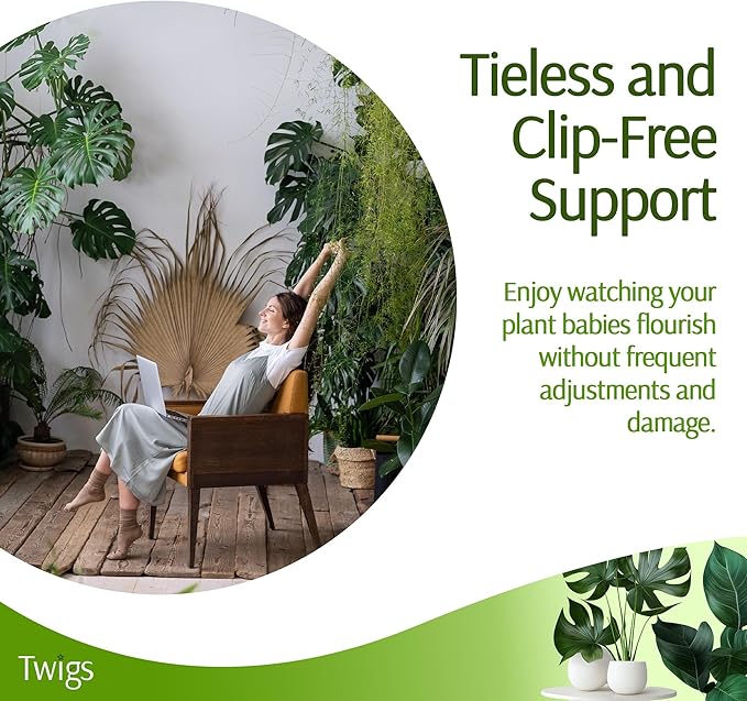 Stackable Monstera Plant Support Stakes, Climbing Plants Support Structures for Indoor & Outdoor Use, Garden Accessories, Alternative to Moss Pole - Monstera Green, 5 Pack, 17" L