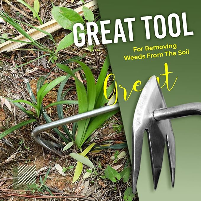 Weeding Artifact Uprooting Garden Weeding Tool, Upgraded Weed Removal Tool, Stainless Steel/Manganese Steel Weed Puller Manual Weeders for Home Gardening Yard Farmland (Wood Handle)