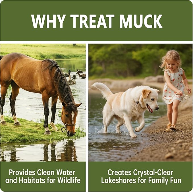 Muck Reducer - 5LB Natural Sludge Solution Tablets for Ponds & Lakes, Away Muck & Odor Control, Safe for Aquatic Life, Wildlife & Recreation, Treats Up to 30,000 Sq Ft