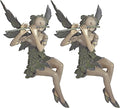 Design Toscano CL95276 Fairy of The West Wind Sitting Garden Statue, 19 Inch, Set of Two, Two Tone Stone