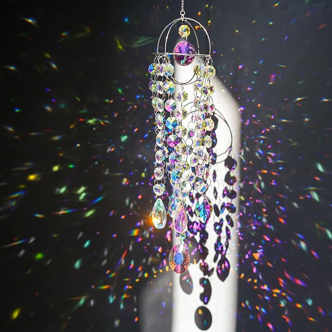 Sun Catchers with Crystals Rainbow Maker Hanging Crystals Prisms Suncatcher for Window - Crystal Chandelier Wind Chimes Sun Catchers Indoor Window Decorations