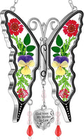 KY&BOSAM Butterfly Suncatcher God Bless My Mother-in-Law Gift Stain Glass Suncatchers for Window Hanging Wind Chime Home Ornament Mom Gift for Mother`s Day Valentine's Birthday Thanksgiving Christmas