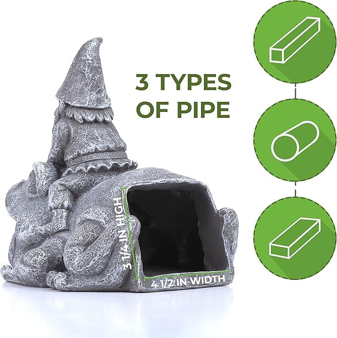 Gutter Downspout Extension - Downspout Splash Block - Downspout Diverter Garden Statue (Gutter in The Form of Funny Gnome on a Frog)