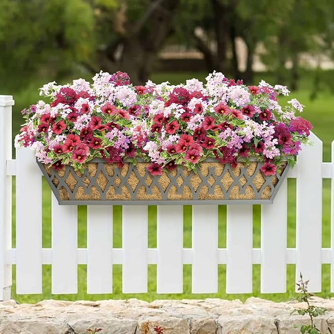 Rugg 30 Inch Window Box 4 Pack 30 Inch Window Boxes Planters Railing Planter Box with Adjustab ...
