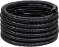 Pond Tubing ID 1 1/4” × 50ft Black Corrugated Flexible Reinforced Waterfall Pond Tube Sump Pump Hose, Non-toxic & Kinkproof (50 ft, 1 1/4" ID)