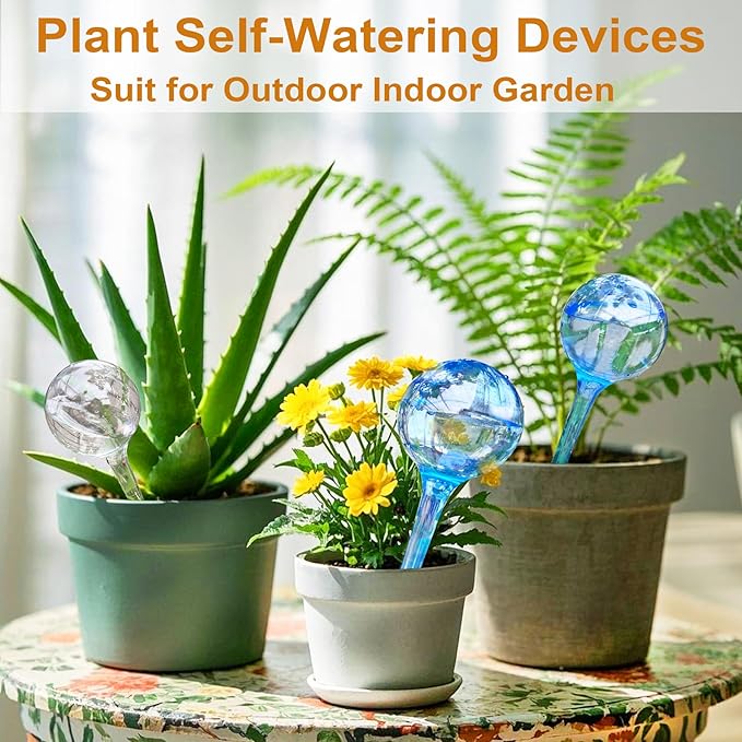 MOONSOUND Self Watering Globes for Plants - 10pcs Automatic Watering Bulbs for Indoor & Outdoor Potted Plants, Vacation Plant Care, Water Conservation Device