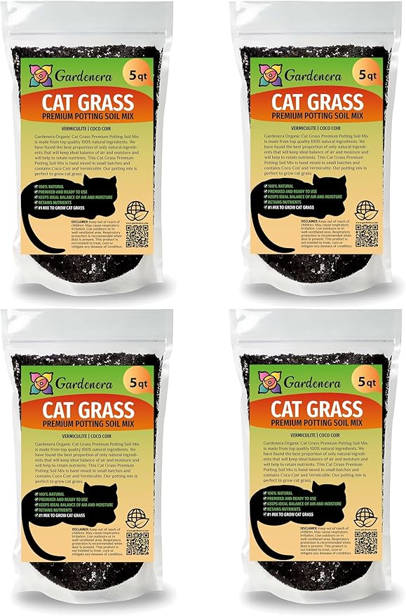 Cat Grass Potting Mix - Watch Your Cat Thrive with This Nourishing and Entertaining Treat - 20 QUARTS