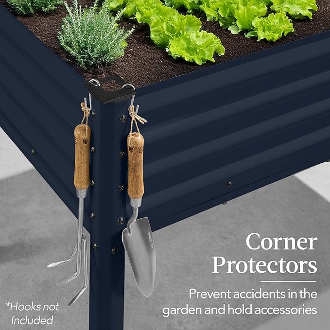 Best Choice Products 48x24x30in Galvanized Raised Garden Bed, Metal Elevated Planter Box, Vegetable Garden for Backyard, Patio, Balcony - Navy Blue