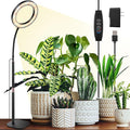 One Head Grow Lights for Indoor Plant Full Spectrum, Desk Halo Plant Lights for Indoor Growing with 3H/9H/12H Timer, 5 Dimmable Levels,Height Adjustable 9.4-23.6",Strong Metal Base Happy Light