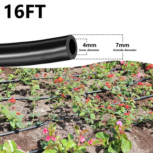 1/4 inch Drip Irrigation Tubing, 16FT Blank Distribution Tubing Drip Irrigation Hose, Garden Watering Drip Line for DIY Drip Irrigation System