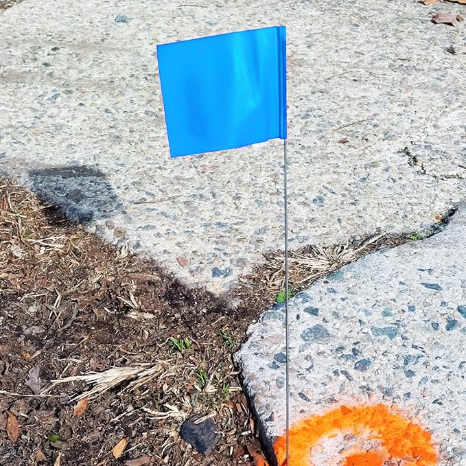 Zozen 100Pack Blue Marking Flags, Writable/15x4x5 Inch, Yard Flags for Lawn & Irrigation & Landscape & Sprinkler & Survey & Dog Training.