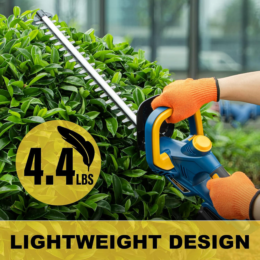 Hedge Trimmer for Dewalt 20V Battery, Cordless Hedge Trimmer with 22'' Dual-Action Blade, 1600RPM, 3/5'' Cutting Width, Rotating Handle & Dual Switch Design (Battery Not Included) (Navy Blue)