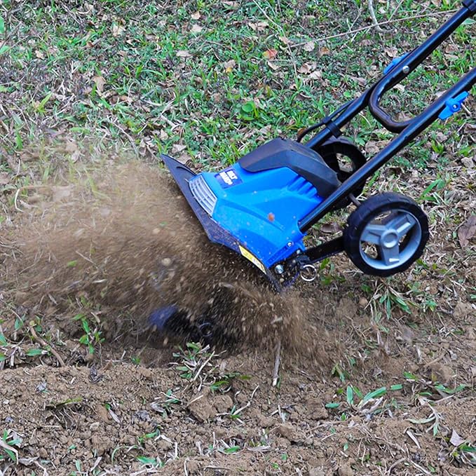 BILT HARD 14" 10Amp Electric Garden Tiller | 4 Steel Tines Tiller Cultivator with Foldable Handle & Adjustable Wheels for Soil Cultivation, Weeding, Portable Gardening