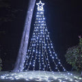 Christmas Decoration Lights, Outdoor Christmas String Lights 320 LED 11.5 Ft Waterfall Tree Lights with Big Star Topper 8 Light Modes for Christmas New Year Holiday Garden Yard Indoor Outdoor Decor