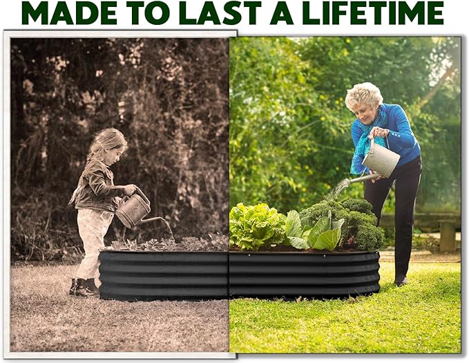Galvanized Raised Garden Beds Outdoor // 6×3×1 ft (2-Pack) Planter Raised Beds for Gardening, Vegetables, Flowers // Large Metal Garden Box // Patented Tool-Free Design (Black)
