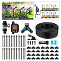 Drip Irrigation Kit - 100 FT. Hose Sprinkler System with 360° nozzles and T-connectors for Gardens, lawns, Plants, Flower beds, Trees, patios and hydroponics (Closeable nozzle-28)