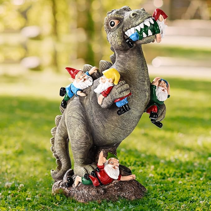 Dinosaur Gnomes Garden Statues Garden Decor Yard Decorations Outdoor, Patio, Yard, Lawn Ornaments Unique Housewarming Gifts for Women, Mom for Mothers Day