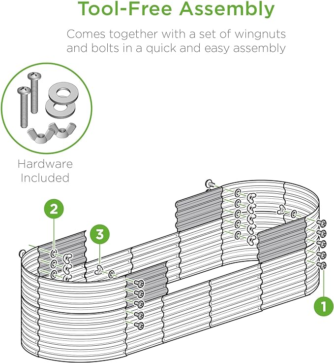 Best Choice Products 8x2x2ft Metal Raised Garden Bed, Oval Outdoor Deep Root Planter Box for Vegetables, Herbs w/ 4 Support Bars, 215 Gal Capacity - Dark Green