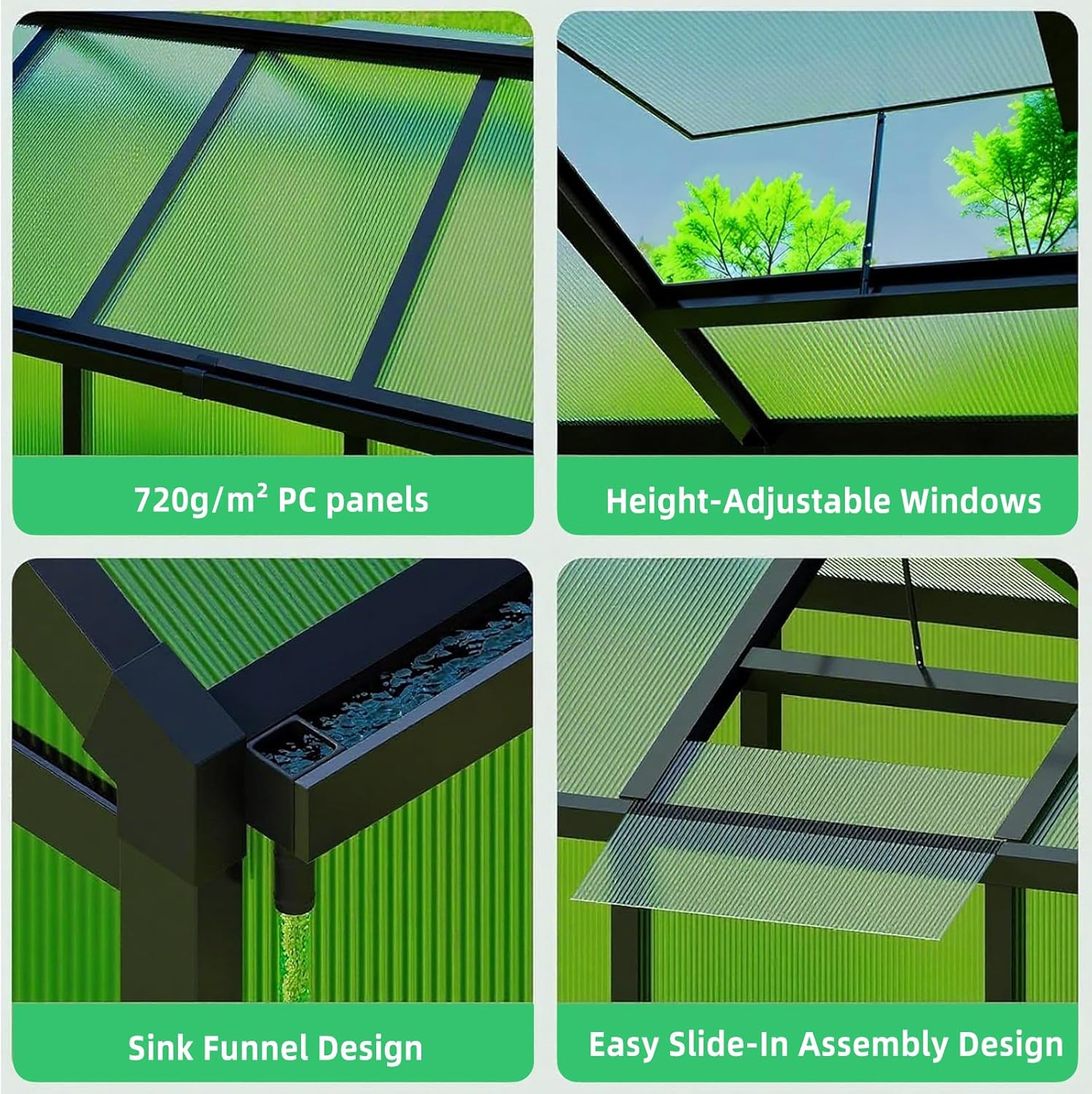 8x10 FT Outdoor Walk-in Greenhouse with Durable polyethylene Cover, Lockable Door, Adjustable roof Vent, and Ground Anchors. A Large, Sturdy Backyard Greenhouse Ideal for Patio, Lawn, and Gardening.