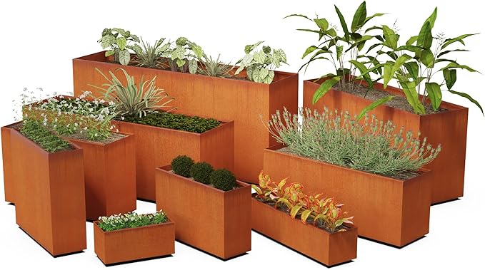 Tall Corten Steel Planter Box – 36x24 Inch Large Rectangular Planter for Outdoor Patios & Gardens | Heavy Duty Metal | Made in USA, Fully Assembled