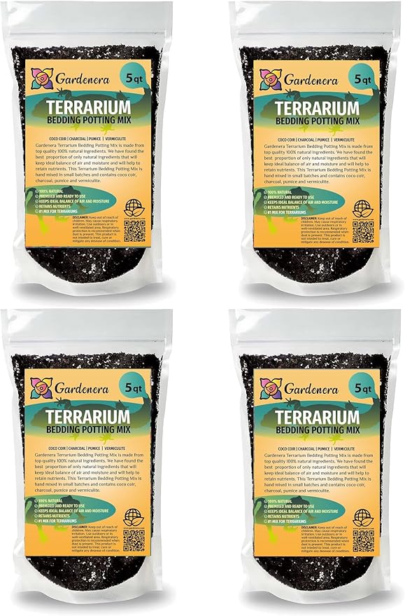 Terrarium Bedding - Custom Blend of Coco Coir, Charcoal, Pumice, and Vermiculite for Healthy Plant Growth - 20 QUARTS
