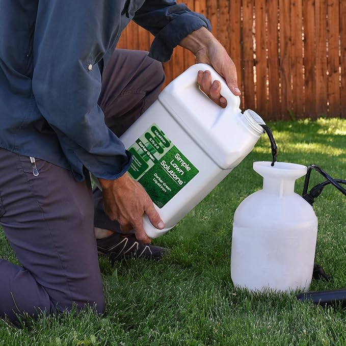 Simple Lawn Solutions - Liquid Iron Darker Green - Chelated Micronutrients - Concentrated Booster for Lawn, Indoor Plants and Outdoor Garden (2.5 Gallon)