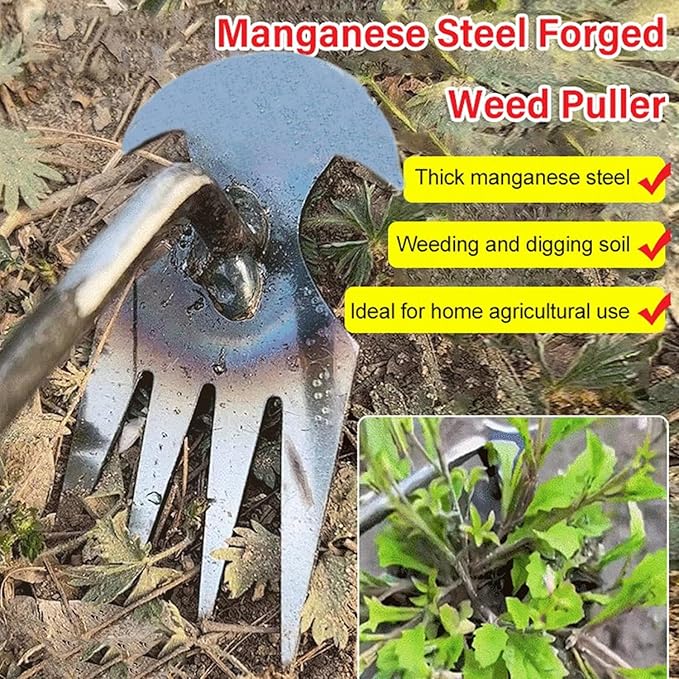 Weeding Artifact Uprooting Garden Weeding Tool, Upgraded Weed Removal Tool, Stainless Steel/Manganese Steel Weed Puller Manual Weeders for Home Gardening Yard Farmland (14in Manganese Steel Rubber)