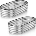 Galvanized Raised Garden Beds Outdoor // 4×2×1 ft (2-Pack) Planter Raised Beds for Gardening, Vegetables, Flowers // Large Metal Garden Box (Silver) // Patented Tool-Free Design