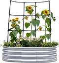 KING BIRD Raised Garden Bed with Wall Trellis Galvanized Planter Garden Box Outdoor for Gardening, Climbing Vegetables, Flowers 3.94x2.95x0.98 Ft, Silver