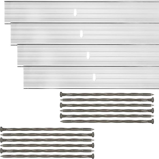 Dreamscape E-Z Edge Aluminum Landscape Edging - 4 Strips, 6ft Each (24ft Total), Mill Finish (Natural Aluminum) - Professional Quality Landscaping Border, Metal Divider for Lawn, Garden, Flowerbed