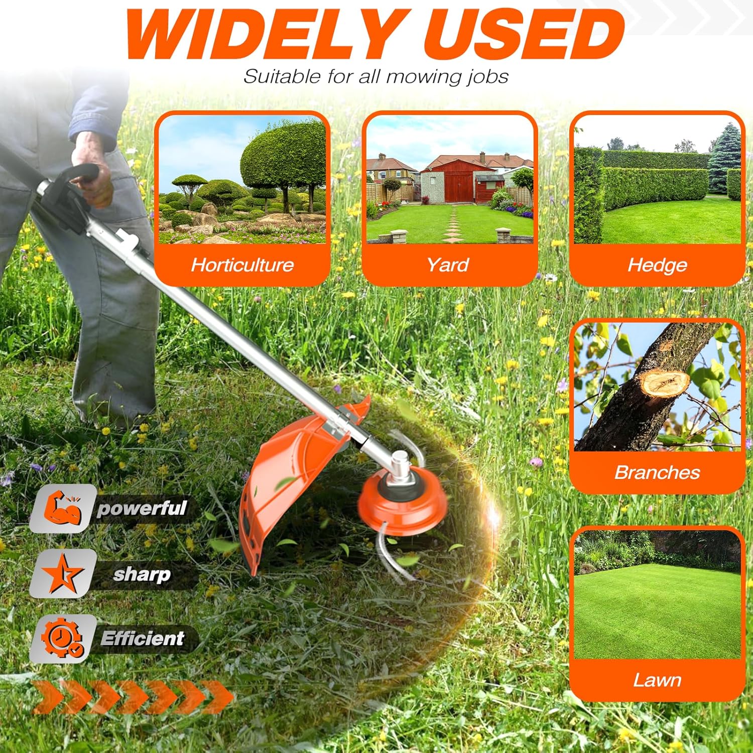 52cc 6 in 1 2-Stroke Gas String Trimmer with Gas Hedge Trimmer,Brush Cutter Gas Powered,Gas Weed Eater for Weeds and Grass