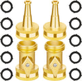 AUTOMAN Brass Hose Nozzle - High Pressure Jet Nozzle 4 Count (2 Set), Heavy Duty Water Hose Sprayer Sweeper with Hose Shutoff Valve, 3/4” GHT Nozzles for Garden Hose, Car Wash, Extra 10 Rubber Washers