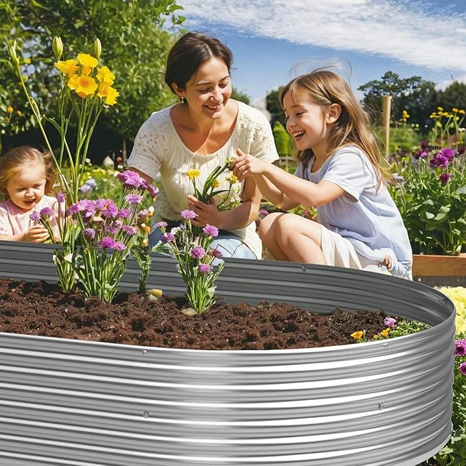 3 Pack Galvanized Raised Garden Bed Outdoor,Metal Garden Bed for Vegetables,Steel Raised Beds for Gardening,Above Ground Garden Box for Flower-50x20 inch