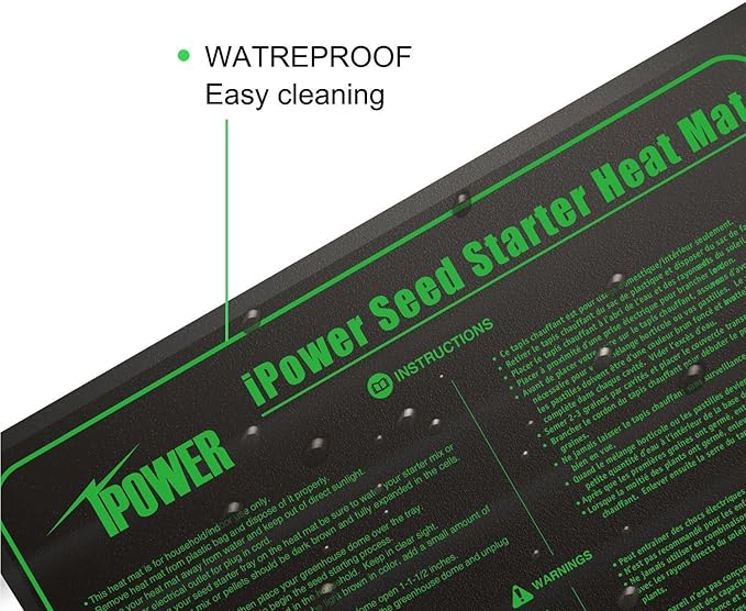 iPower 10" x 20" Warm Hydroponic Seedling Heat Mat and Digital Thermostat Control Combo Set for Seed Germination, Black