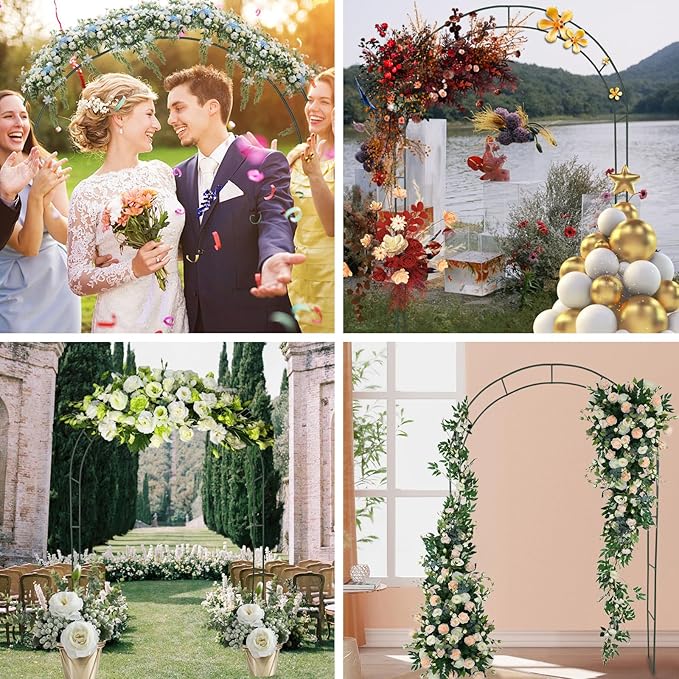 Adorox Adorox 7.8ft Garden Arch Trellis for Climbing Plants, Metal Arch Frame, Pumpkin Archway Outdoor Garden Arbors and Arches for Halloween Christmas Birthday Party Baby Shower Decoration (Green)