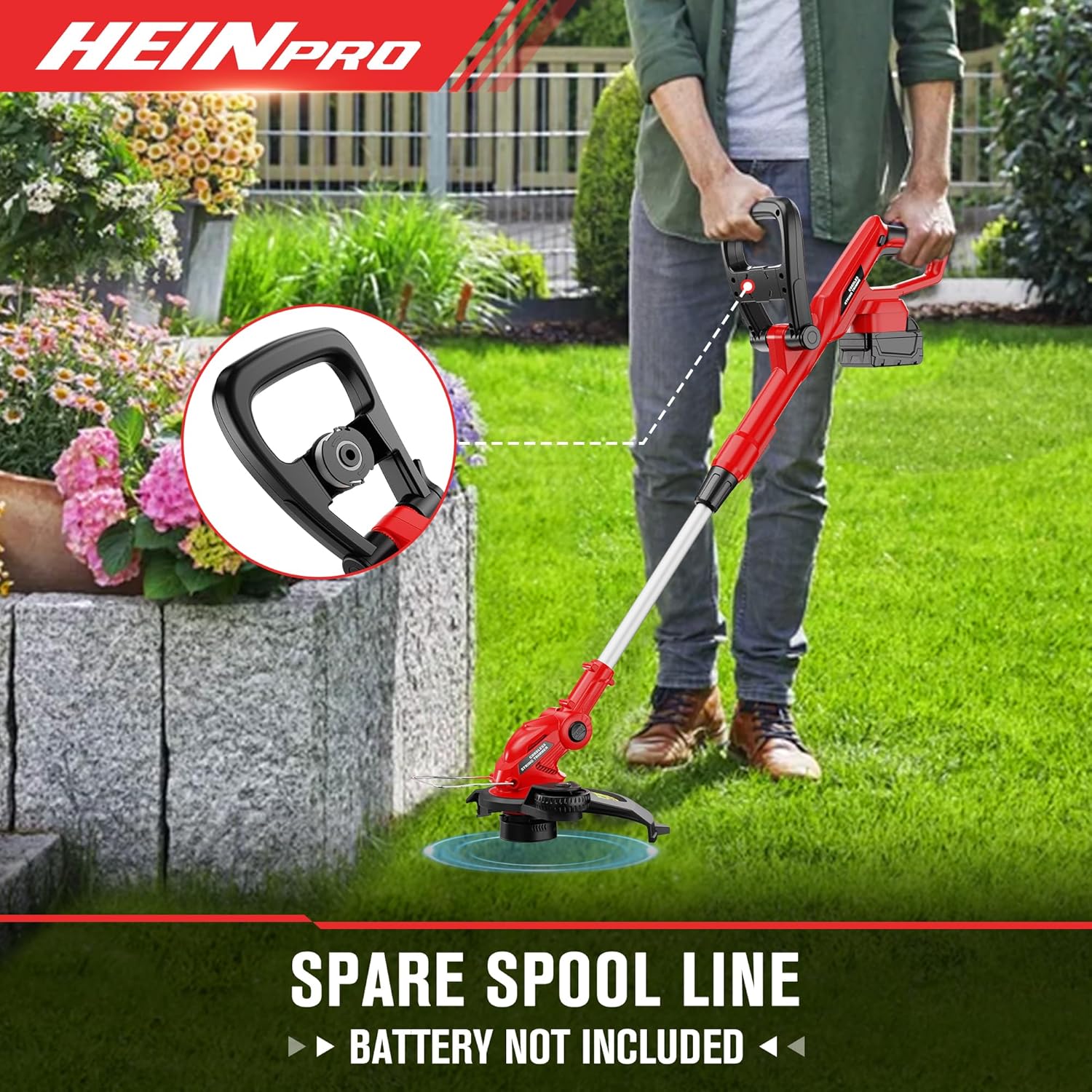 Cordless String Trimmer Compatible with Milwaukee M18 18V Battery, 12-Inch Weed Wacker Cordless, Auto Line Feed, Electric Weed Eater Battery Powered, Grass Trimmer w/ 6 Line Spools (Tool Only)