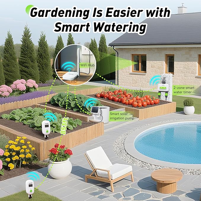 RAINPOINT Smart Digital Wireless Plant Moisture Meter Houseplants Indoor WiFi Hub Kit with Low/High Moisture Alert,Real-time Monitor Hygrometer Sensor Outdoor Gardening Push Notification&Email