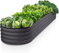 Galvanized Raised Garden Beds Outdoor // 8×2×1 ft Planter Raised Beds for Gardening, Vegetables, Flowers // Large Metal Garden Box (Gray) // Patented Tool-Free Design