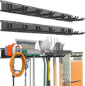 EVERHANGER Garage Tool Storage Organizer, Wall Mount Garden Tool Rack Organization, Heavy Duty Folding Chair Hangers with 12 Adjustable Hooks, Max Load 900lb, 96inch