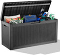 60 Gallon Resin Deck Box, Lockable Outdoor Storage Box for Patio Cushions Storage Furniture,Garden Tools, Pool Supplies, Weatherproof and UV Resistant（Black Rattan）
