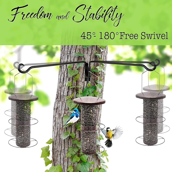 Qiang Ni Swivel Plant Hanger Bracket: Bird Feeder Hanger for Outdoor Wall Mount (16 - B-2pcs, 16 Inch)