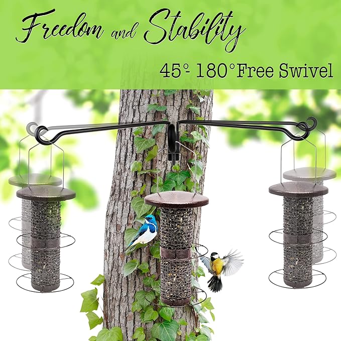 Qiang Ni Swivel Plant Hanger Bracket: Bird Feeder Hanger for Outdoor Wall Mount (16 - B, 16 Inch)