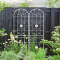 2 Pack Metal Garden Trellis 86.7" Black Fence Rustproof Garden Trellis for Climbing Plants Support Roses Flower Outdoor Lawn, Cream White