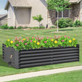 Domi Raised Garden Beds Outdoor, 8x4x1.5Ft Thickening Tall Metal Rectangular Deep Root Box Planter for Vegetables, Flowers, Herbs, and Succulents 1.5" Deep w/ 342 Gallon Capacity - Dark Gray